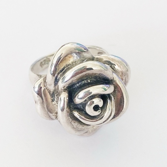 Sterling silver large rose design statement ring size 7 - Picture 9 of 9